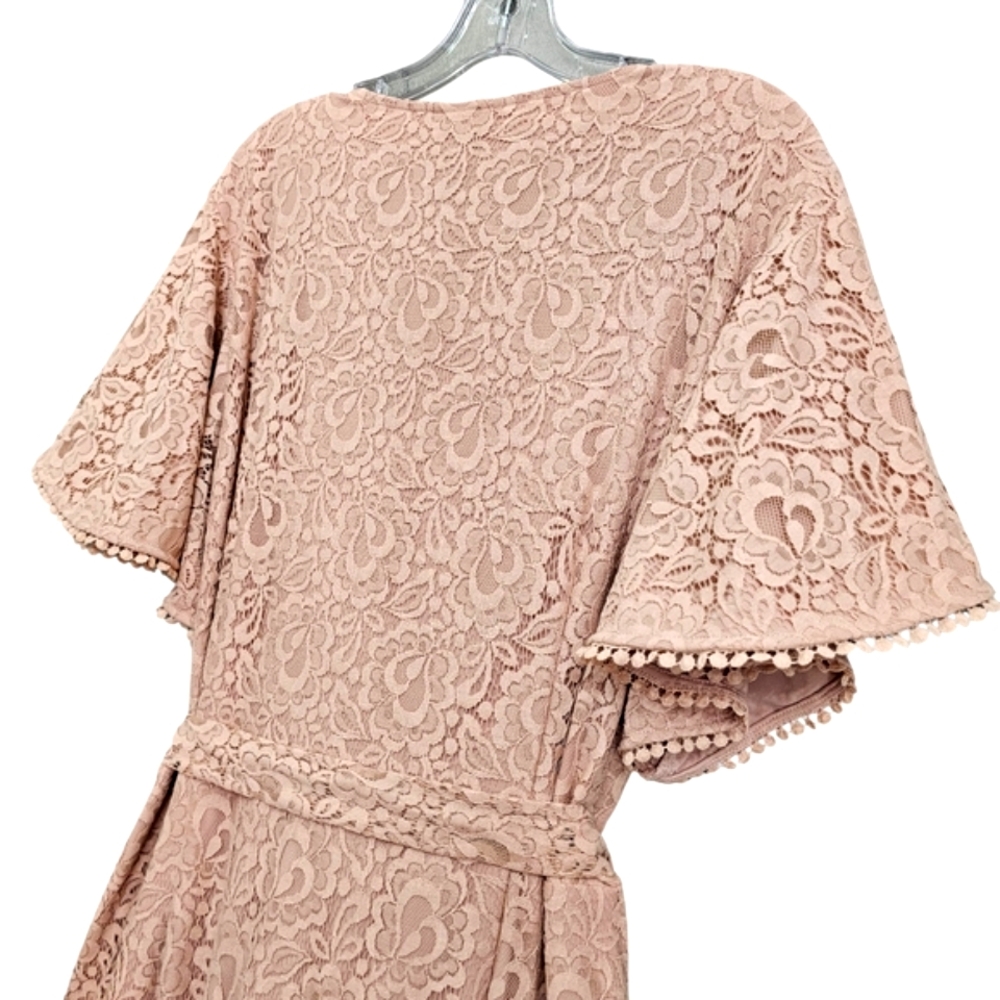 Nwt City Chic Sweet Luv Rose Quartz Lace Flutter Sleeve Vneck Knit Ruffle Dress - Picture 14 of 17